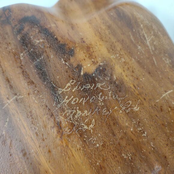 Vtg Blair Hawaii Honolulu Monkey Pod Wood Leaf Bowls 6pc Set 1960s Serving Tray - Picture 8 of 12